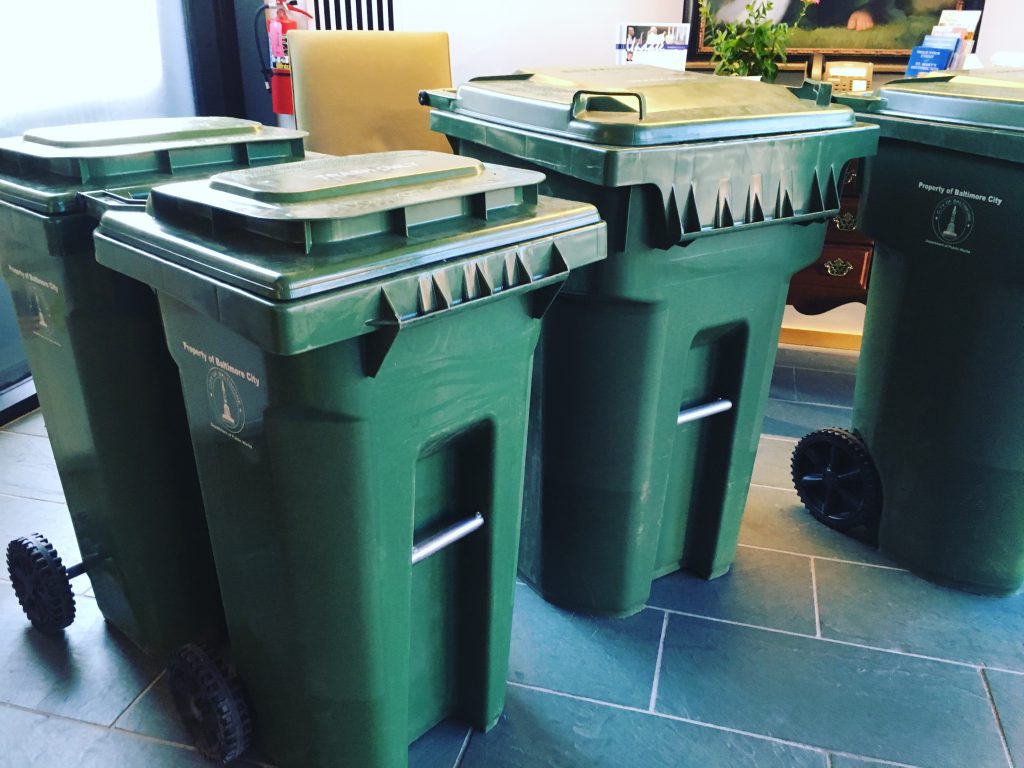 Baltimore; DPW; municipal trash cans Seton Hill
